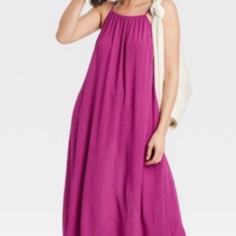 Magenta maxi dress with pockets